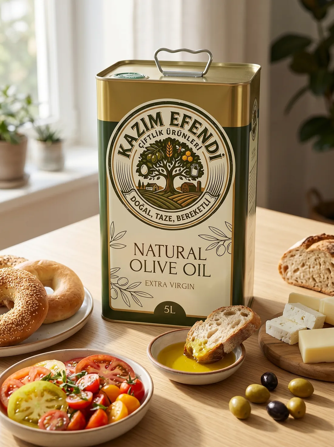 Kazım Efendi 5 litre zeytinyağı tenekesini gösteren kalite sayfası görseli